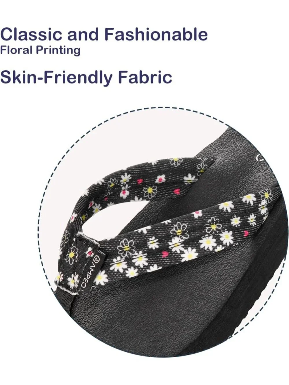 Women's Floral Black Comfortable Flip Flops Summer Casual Beach Thong Sandals